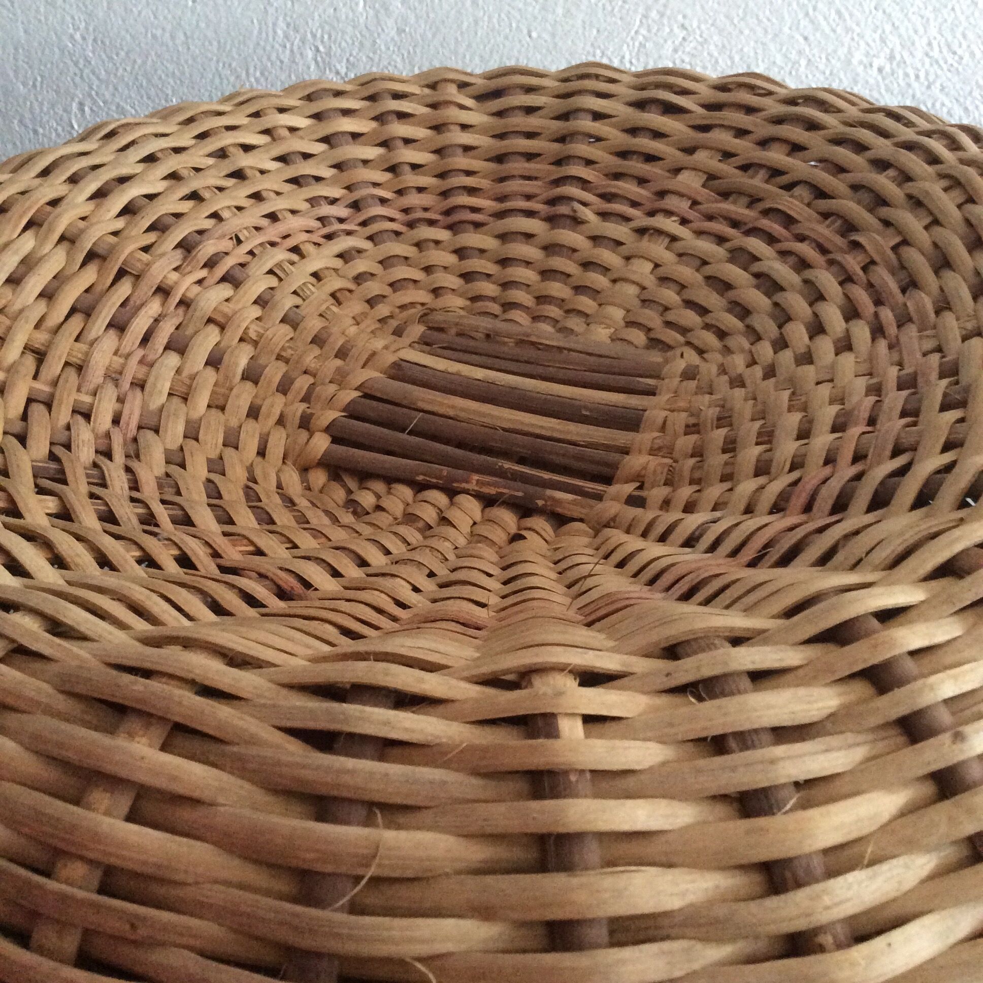 Set of two stools, poufs, braided natural fibers