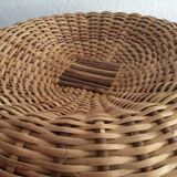 Set of two stools, poufs, braided natural fibers