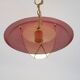 Suspension in perforated red lacquered metal, brass and opaline in the style of Mathieu Matégot