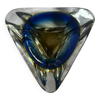 Geometric Glass Sommerso Bowl by Seguso Murano Vintage 1