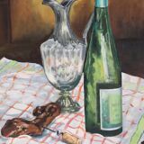Still life with wine-oil on canvas signed