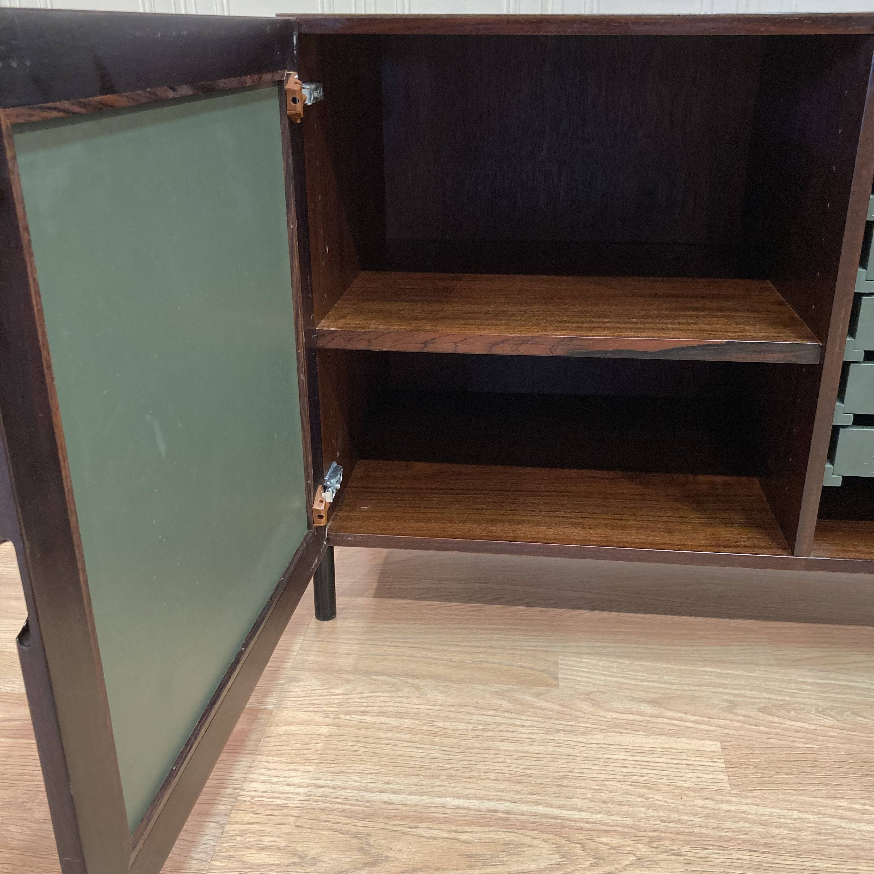 Commode palissandre et métal design 1950