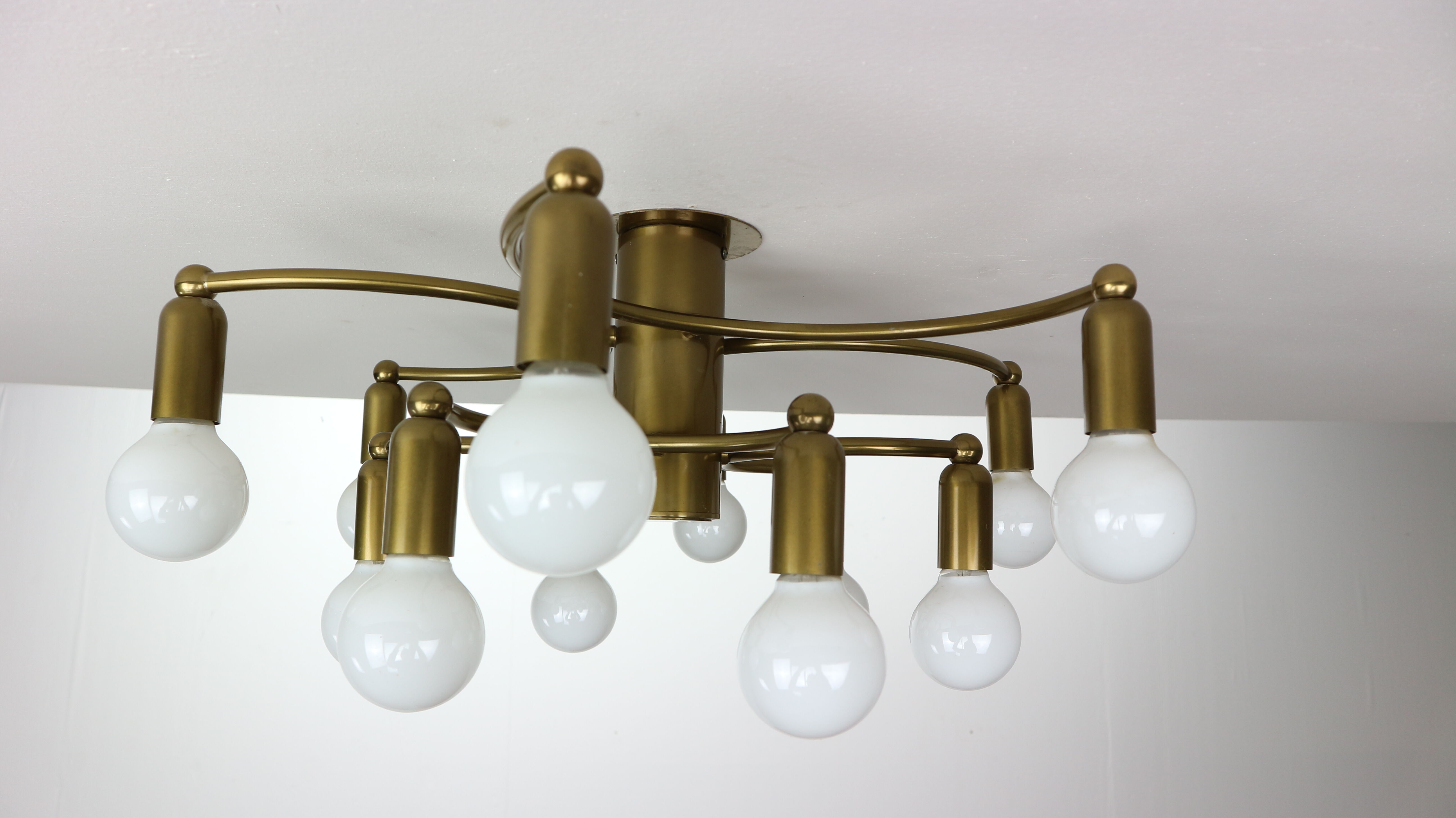 Vintage Modern Golden Color Ceiling Lamp, 1970s