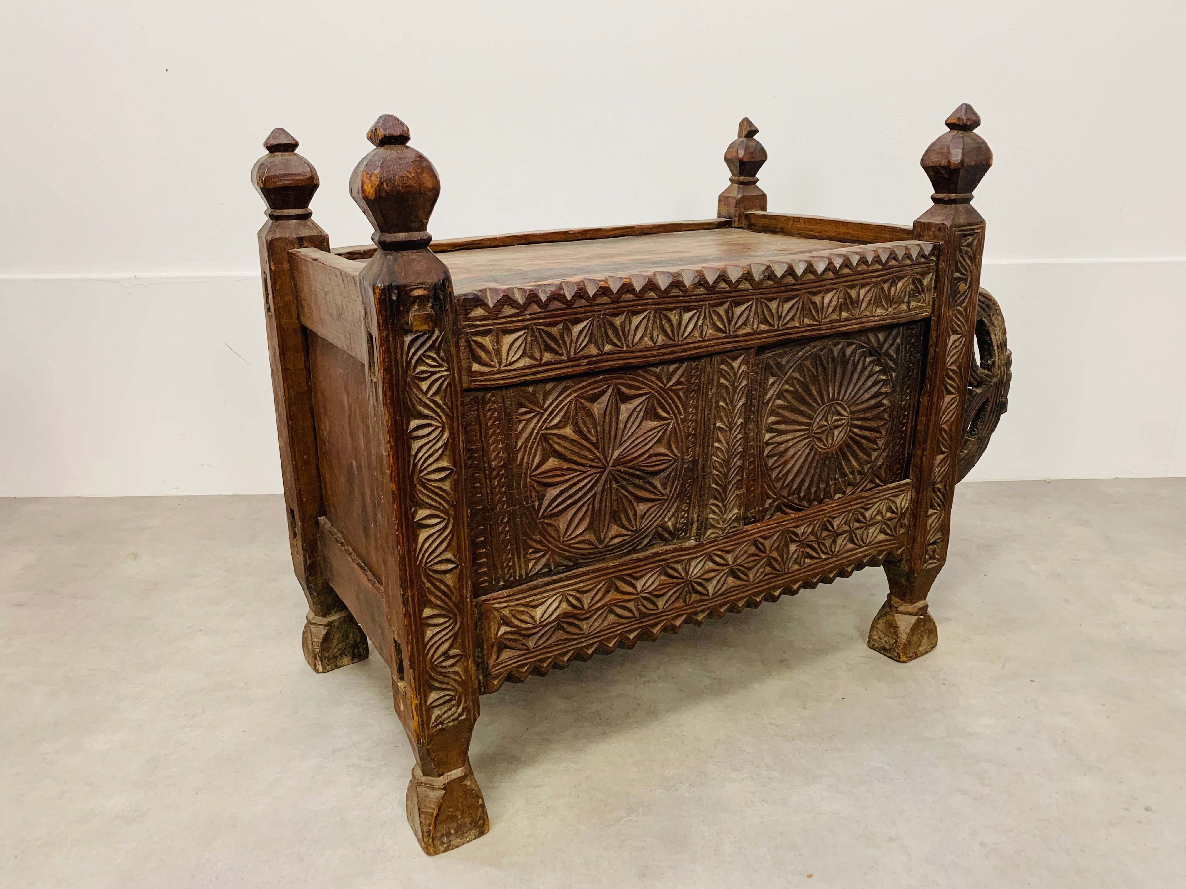 Old oriental wedding chest solid wood primitive design