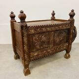 Old oriental wedding chest solid wood primitive design