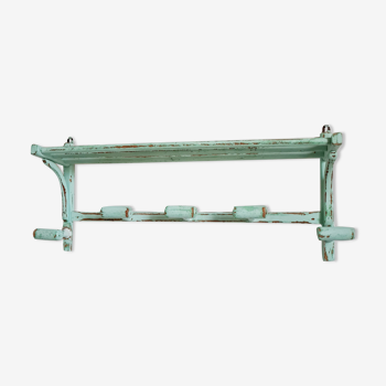 Coat rack in patinated blue wood