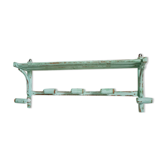 Coat rack in patinated blue wood