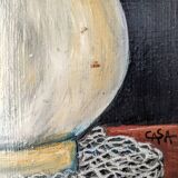 Small oil on canvas still life painting countryside style slow decoration