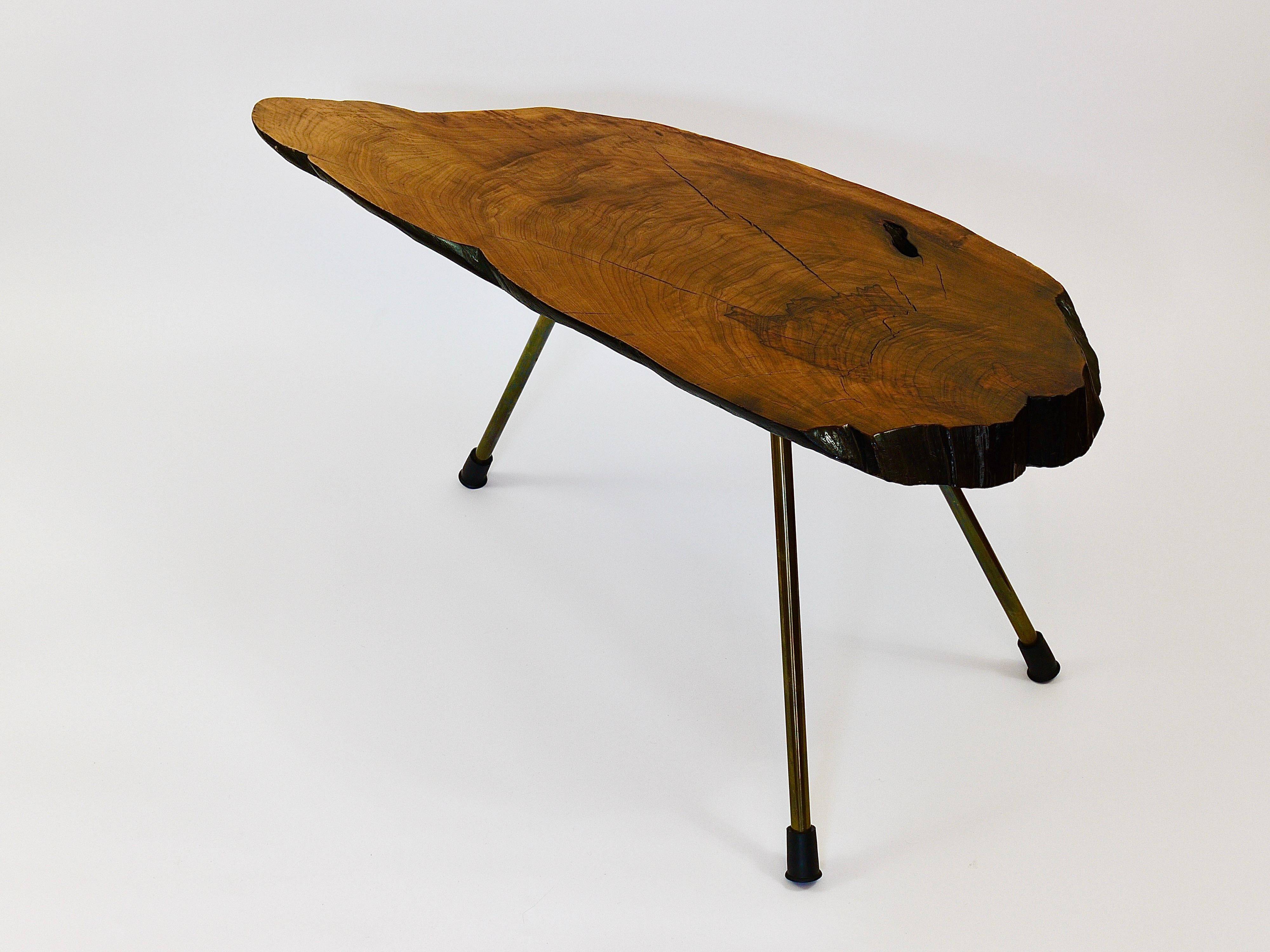 Original coffee table by Carl Aubock, large tree trunk in walnut from the mid-century, 1950s.