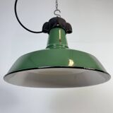 Industrial Green Enamel Factory Pendant Lamp, 1960s