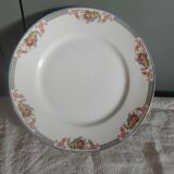 Standing plate porcelain of limoges flower baskets, fruits - beginning 20th