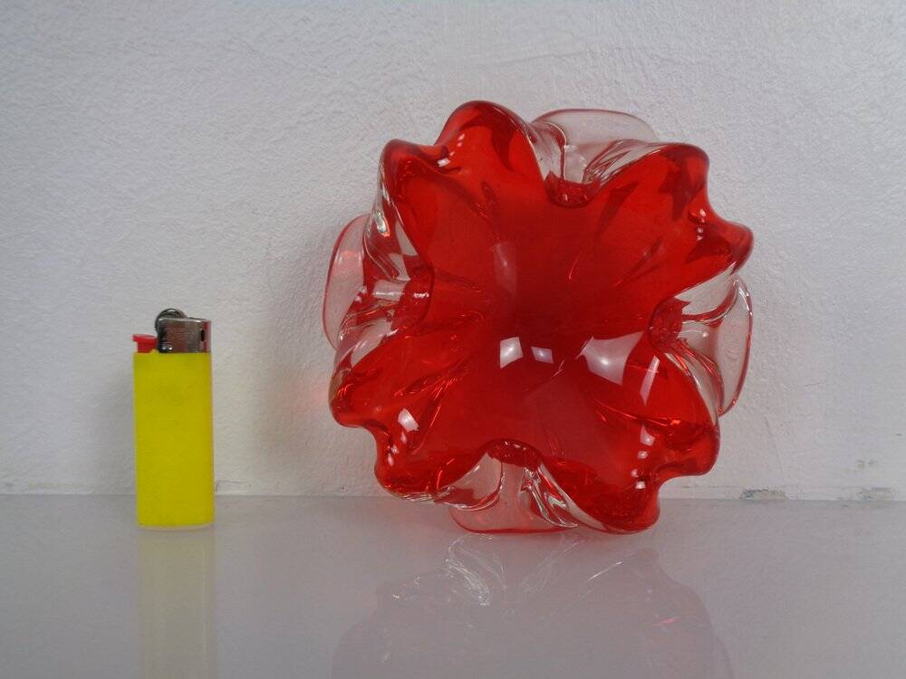 Vintage Italian Red Murano Glass Bowl, 1960s