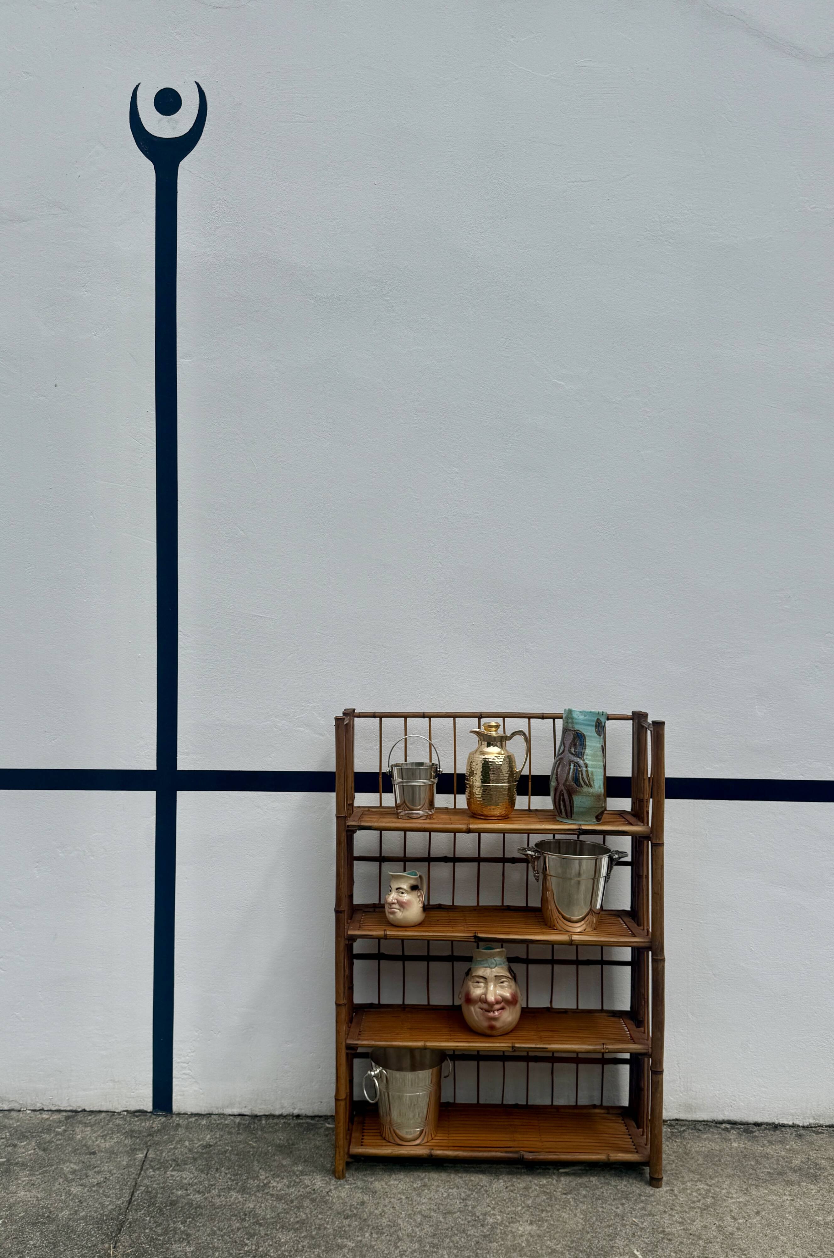 Italian foldable shelf for kitchen utensils in bamboo
