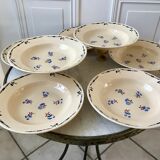 Set of 7 hollow plates k&g lunéville model "flore" 30s