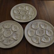 set of 3 stoneware oyster plates