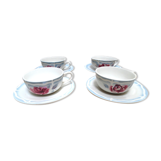4 tasses à café et soucoupes Sarreguemines