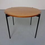 Round teak and steel coffee table from Thonet, 1950s.