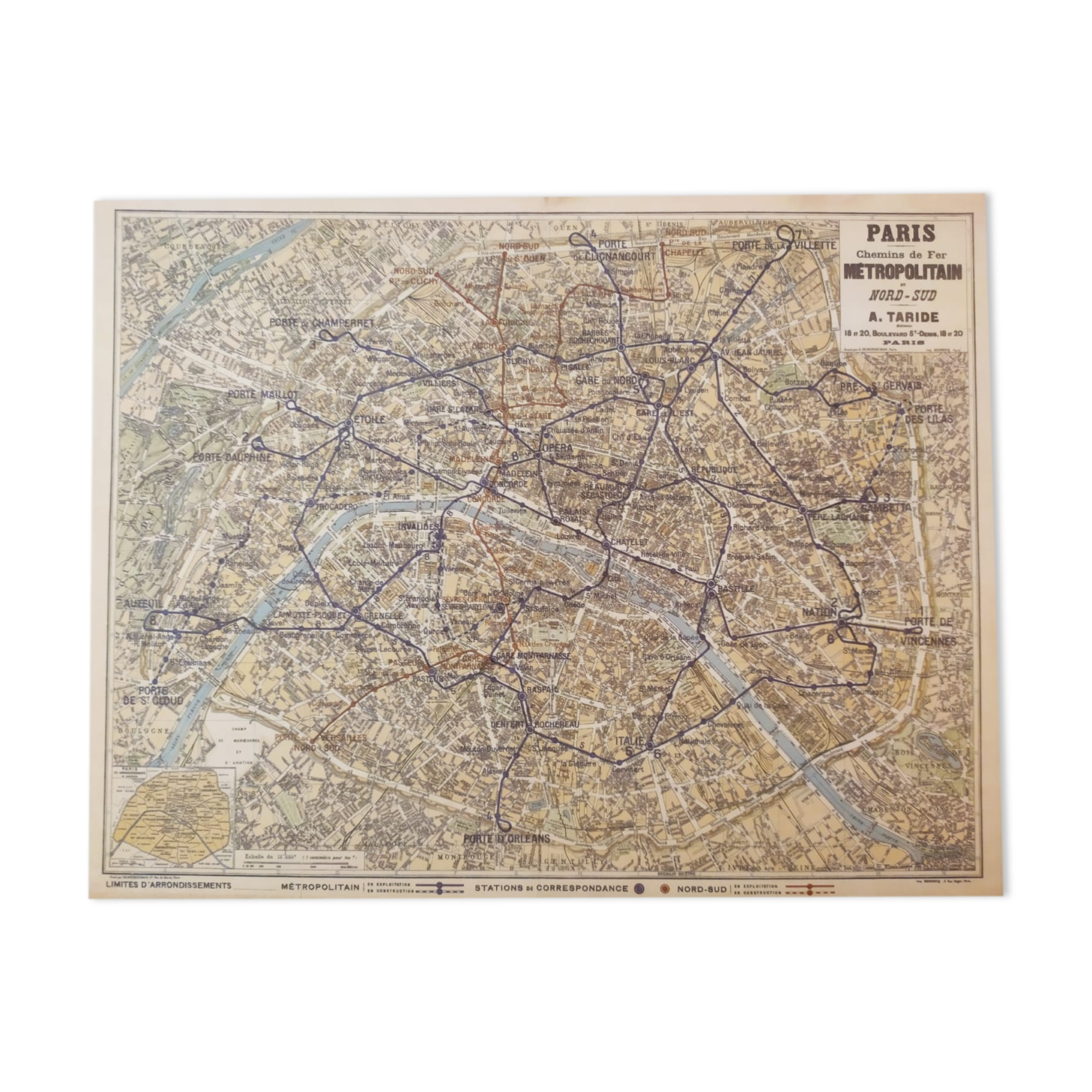 Plan of the Paris metro in 1920