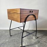 60s Mid-Century Modern Locking Rolling Cabinet / Side Table