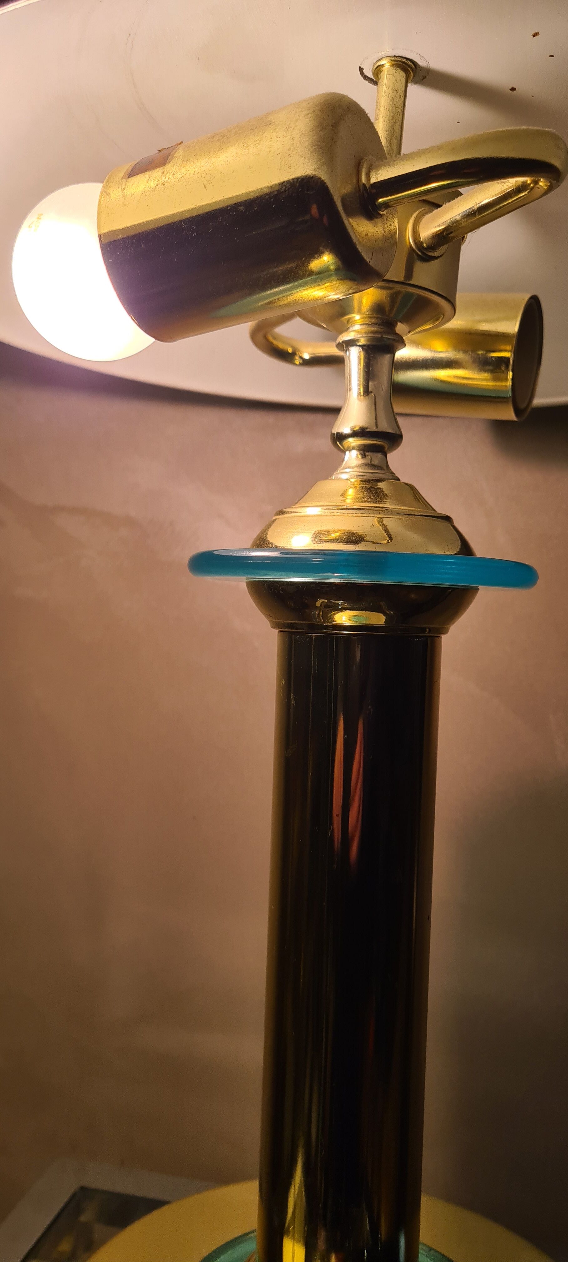 Lampe chrome et or 1980