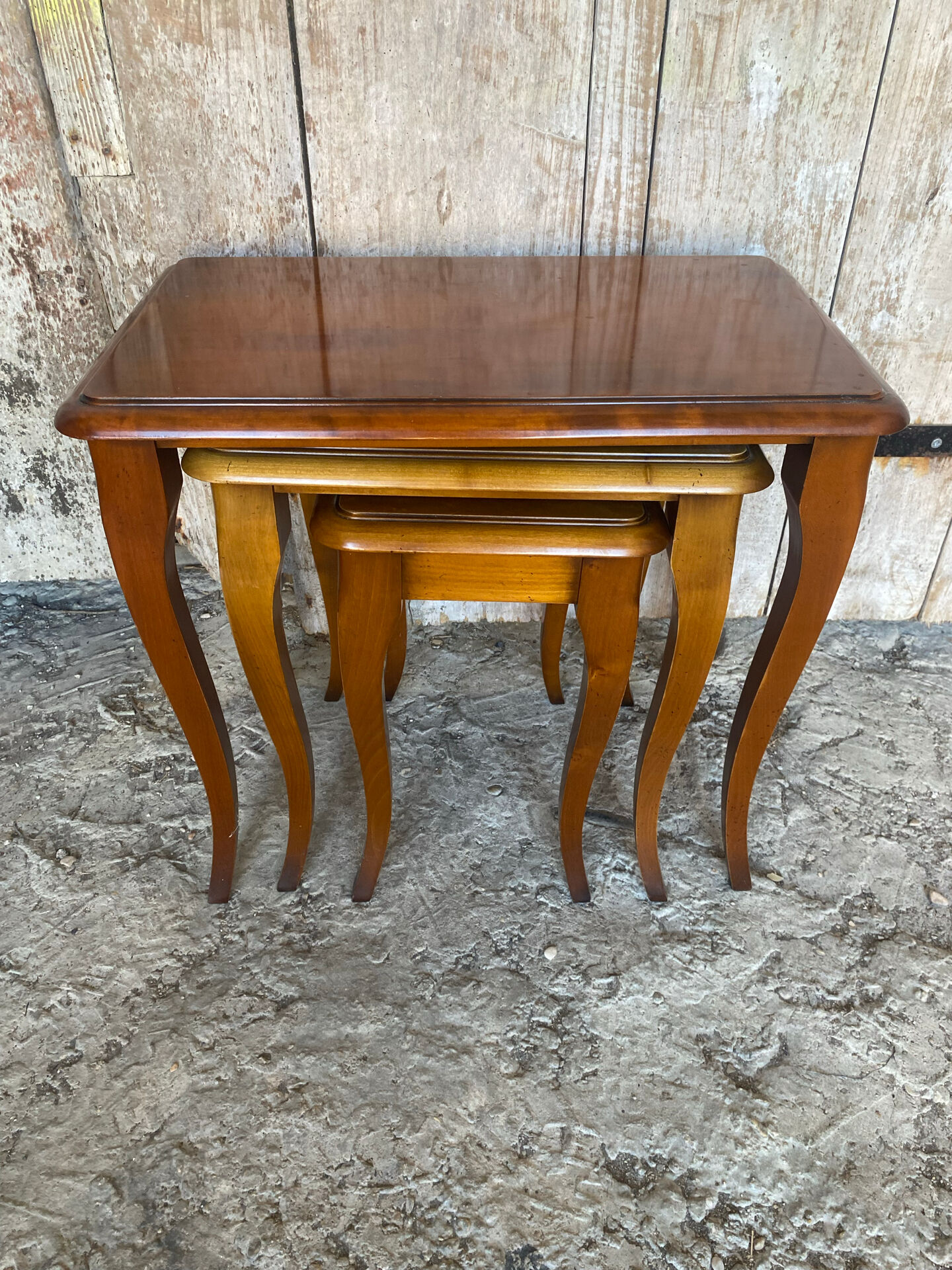 Set of 3 vintage louis xv style nesting tables