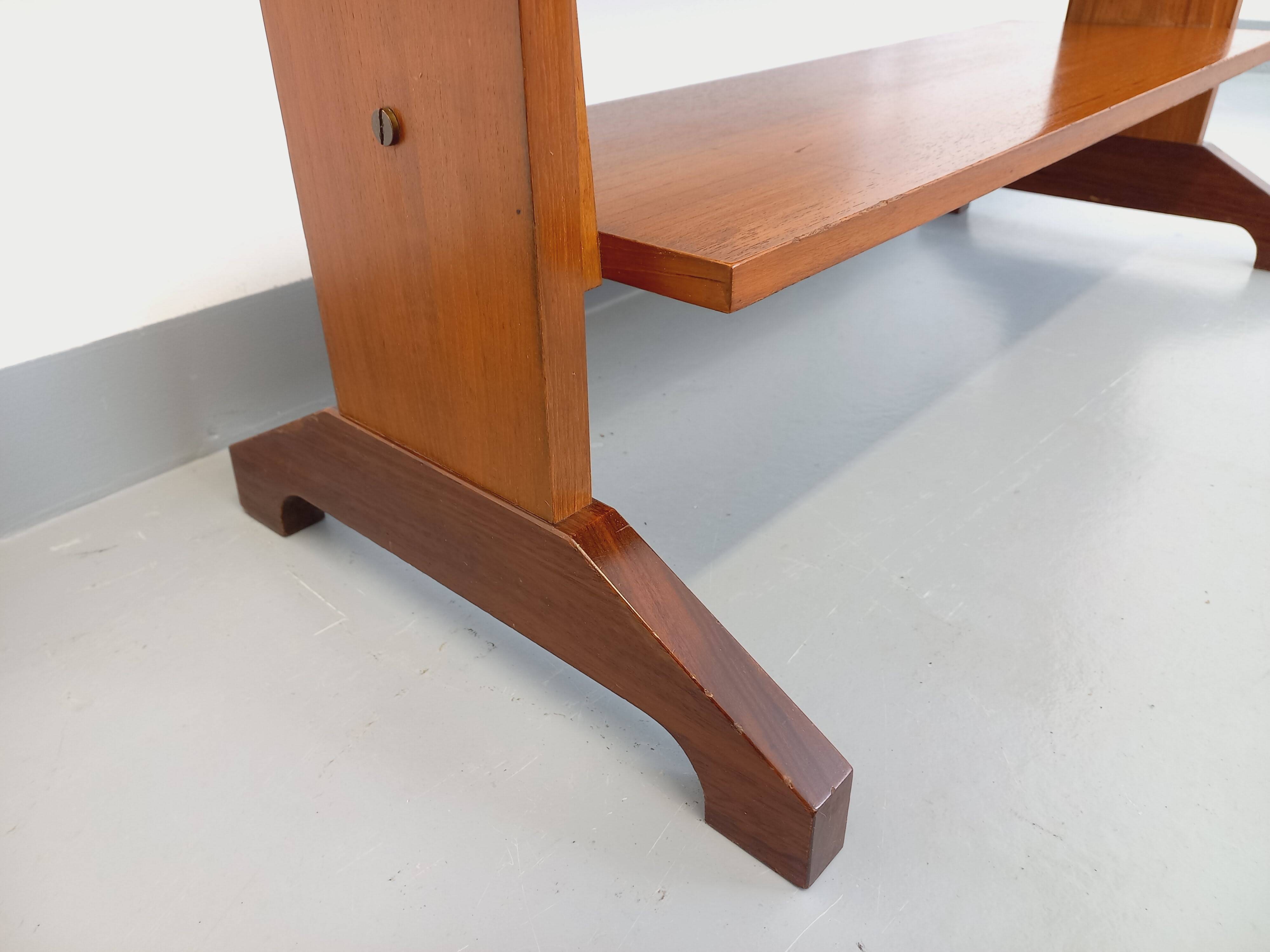 Vintage modular secretary shelf bookcase in teak from the 60s