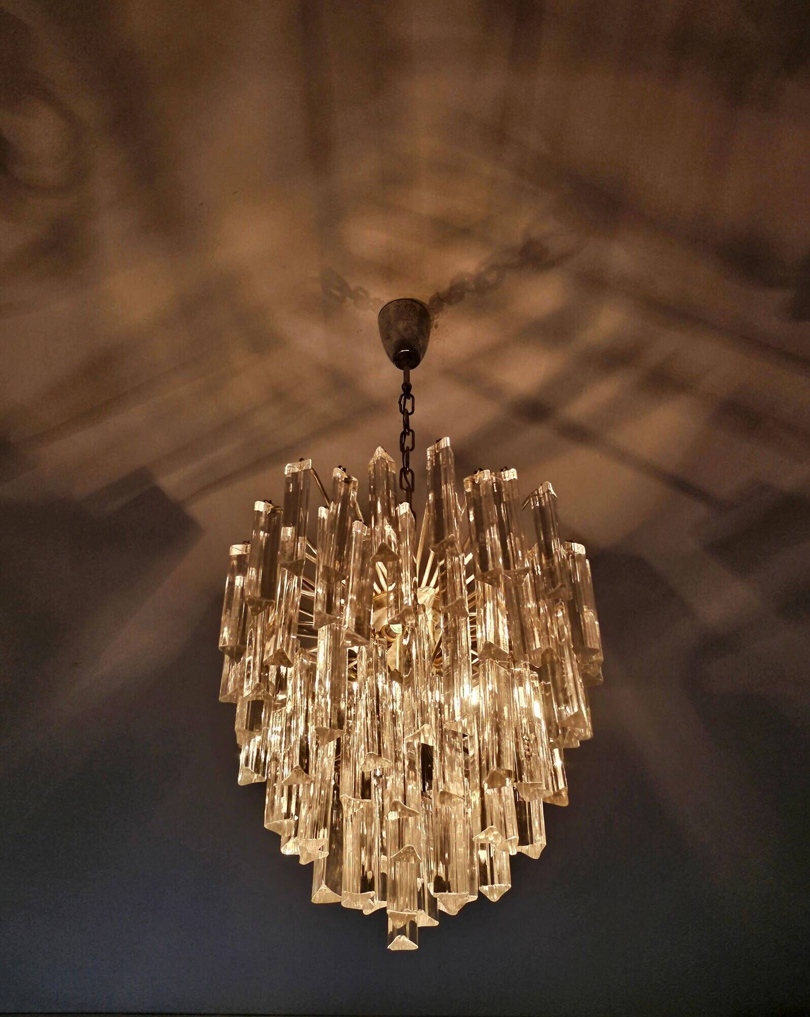 Mid-Century Modern Triedri Crystal Chandelier by Paolo Venini