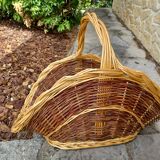 Rattan and wicker log basket