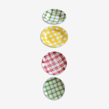 Lot 4 assiettes ecossais couleurs vintage sarreguemines lunéville moulin des loups