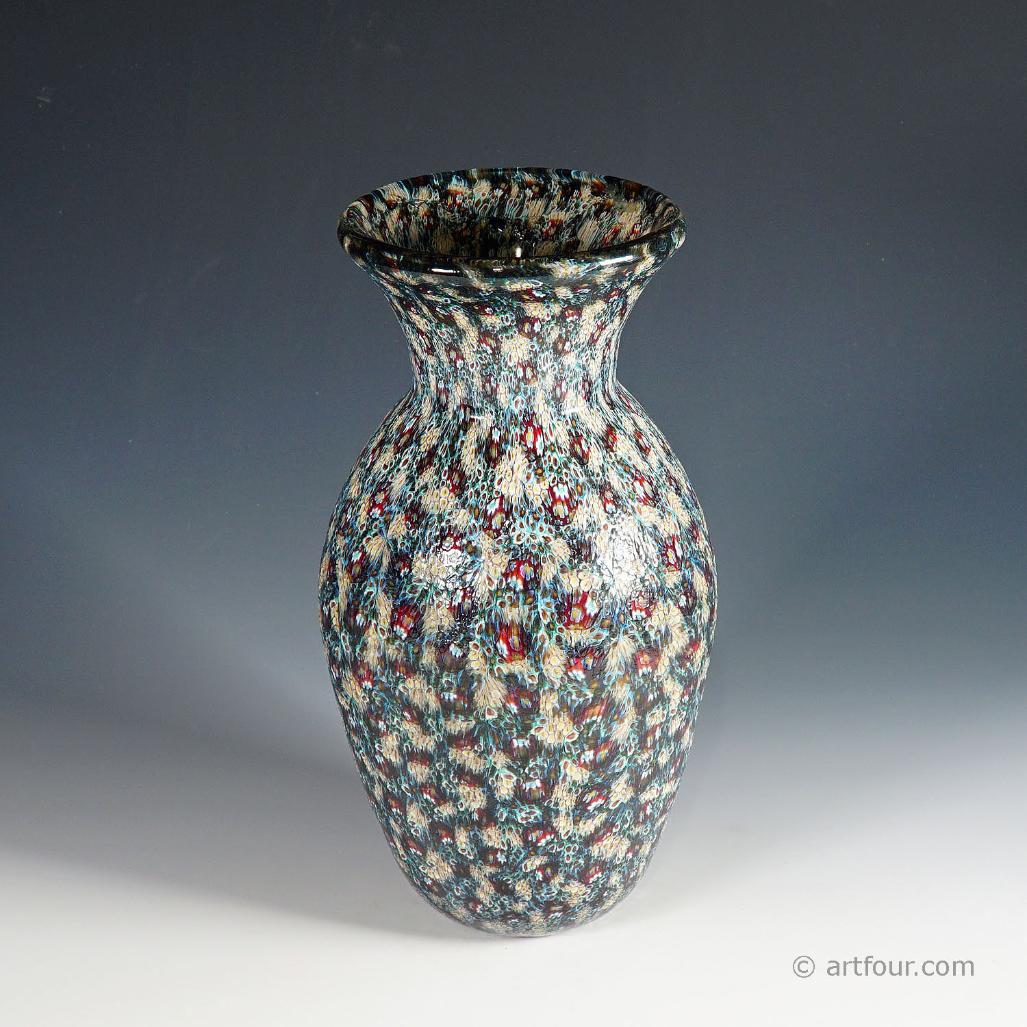 Vase Vittorio Ferro with opaque Murano murrine from around 2000.