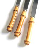 Set of 3 toast knives with bamboo handles, 60s