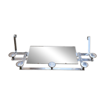 Vintage Wall Mirror with Hooks, Chrome & Mercury Glass, Space Age, 60s/70s