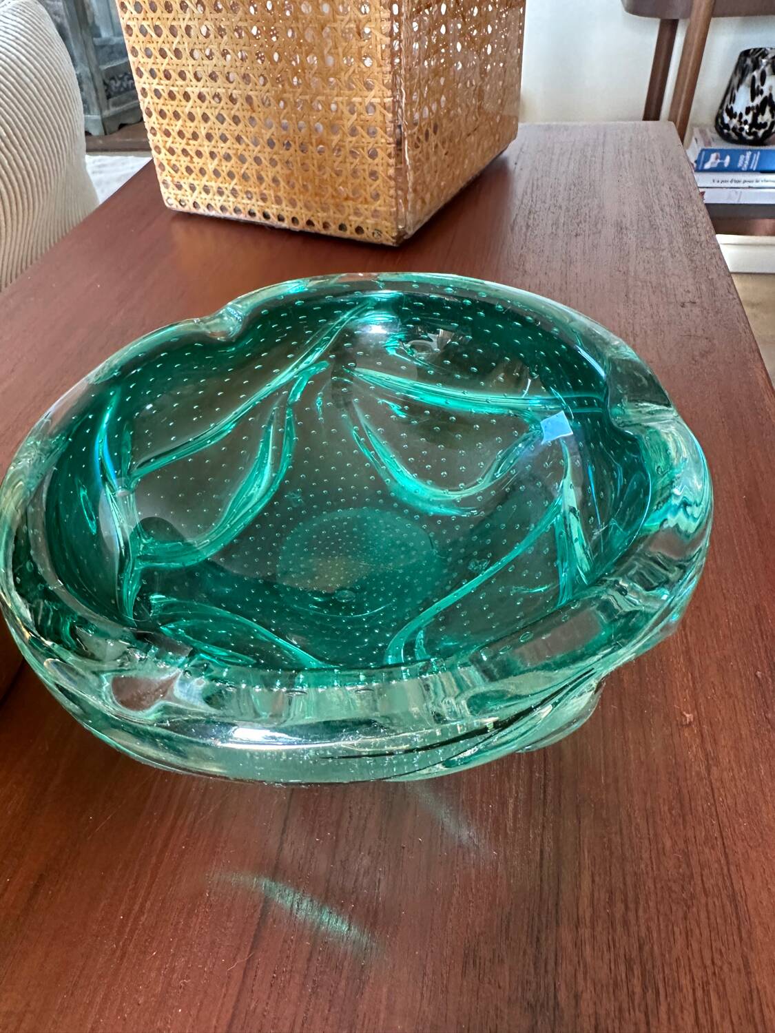 Murano bubble ashtray / pocket emptier in mint green