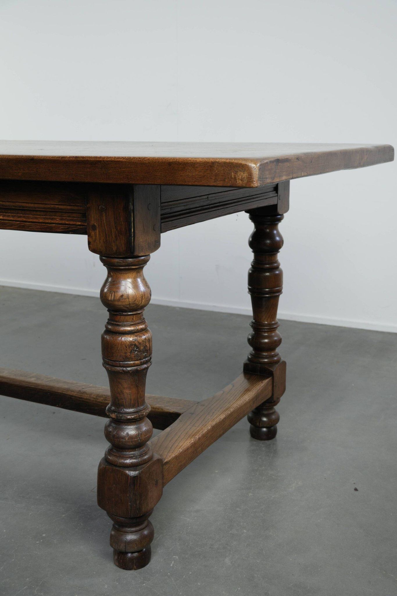 Large antique English oak farmhouse XXL dining table from the 19th century