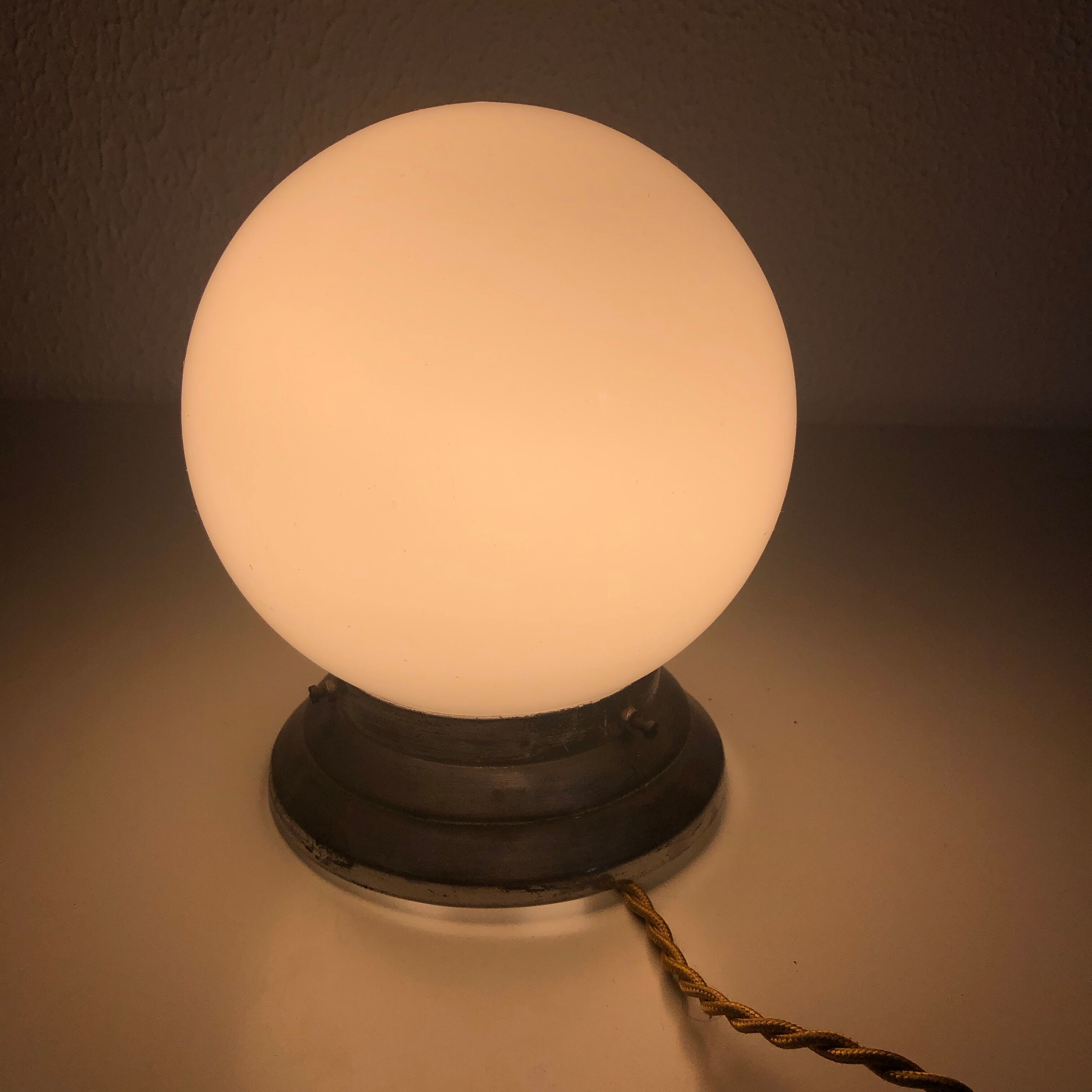 Globe shape wall sconce in opaline design vintage 1930