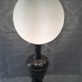 Atypical metal lamp medieval globe opaline style
