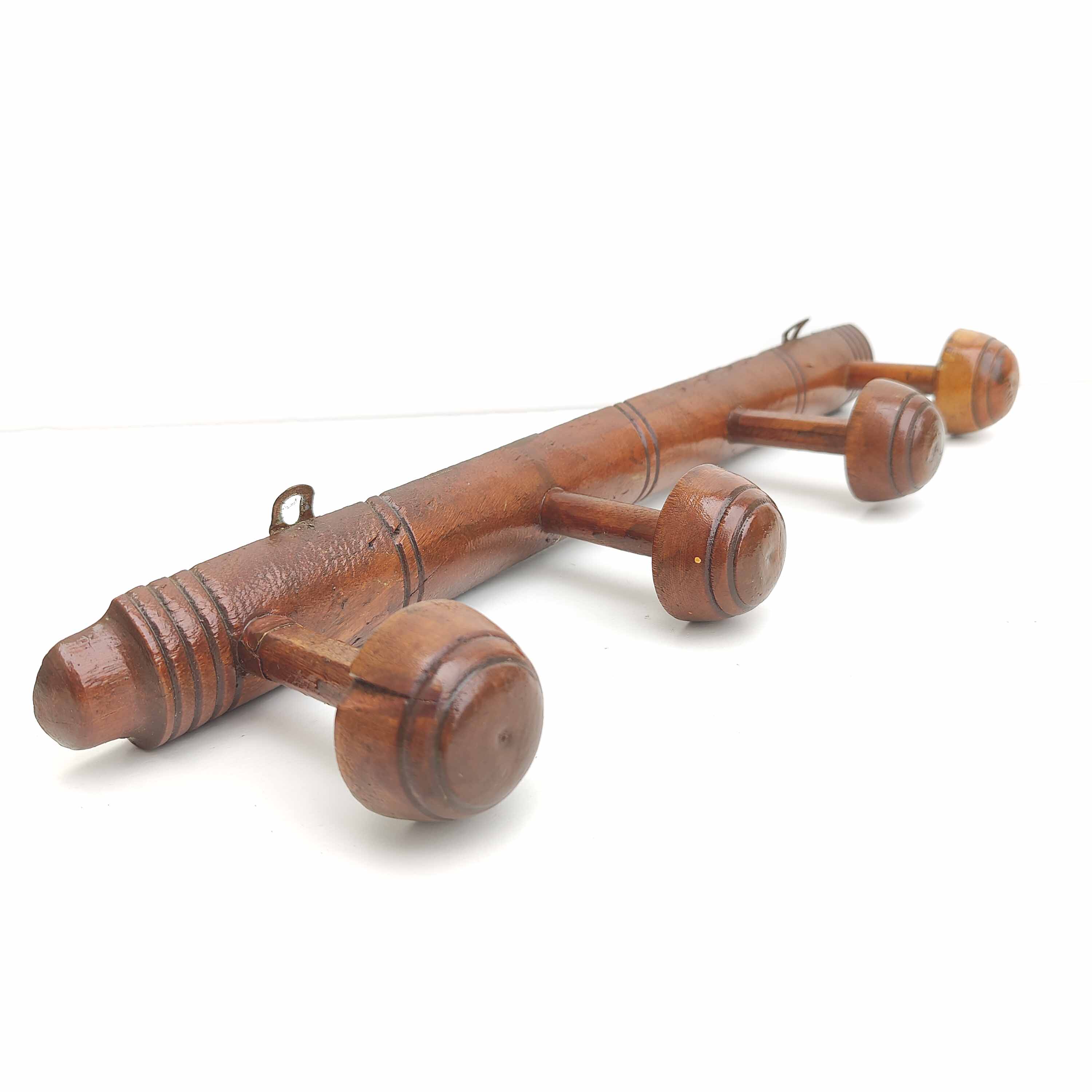 Wooden coat rack bamboo style 4 hooks mushroom shape