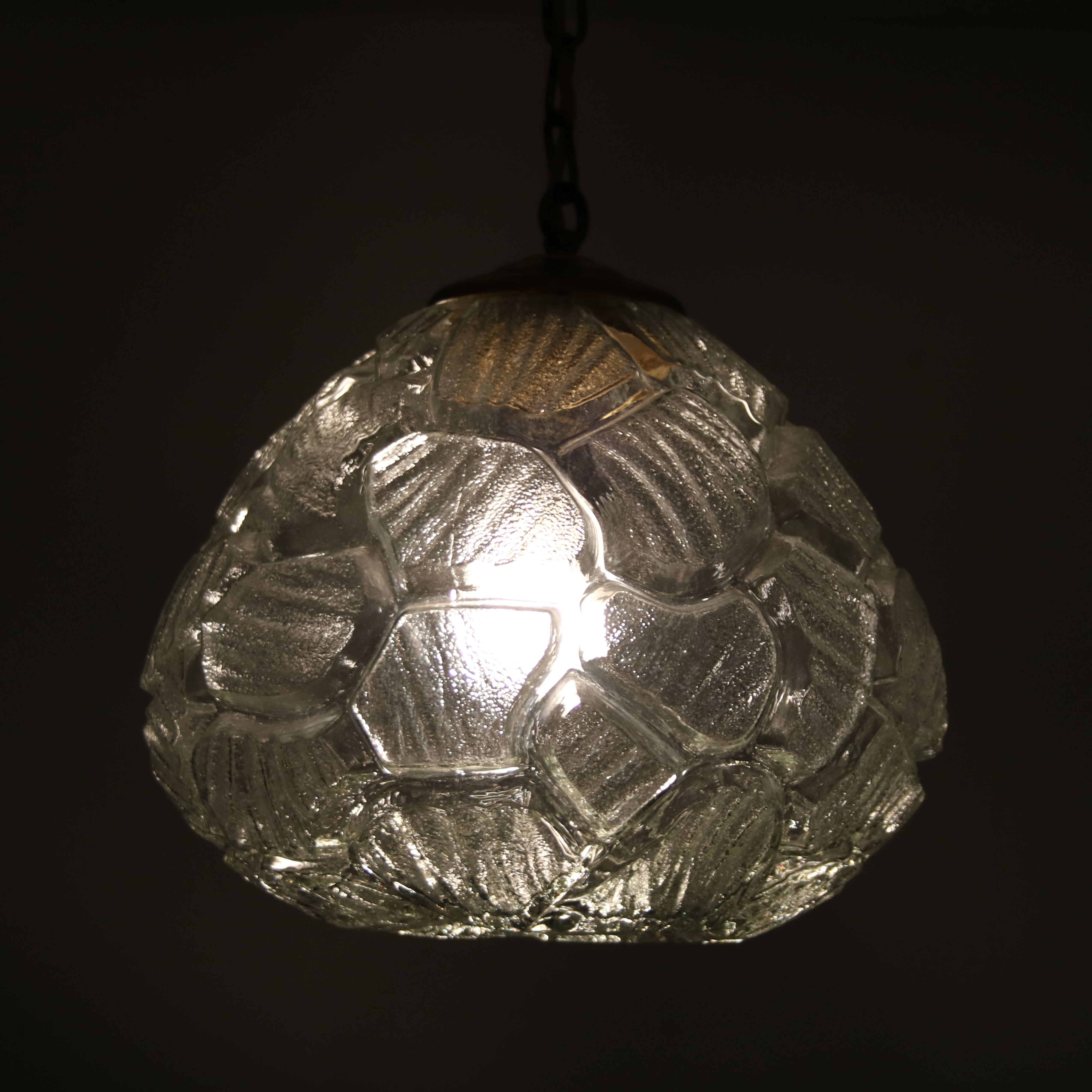 1970s pressed glass hanging lamp