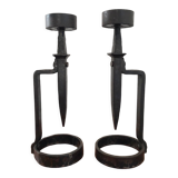 Wrought iron candlesticks brutalist art 70s