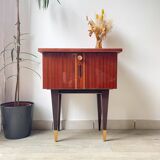 Vintage wood and brass bedside table, 1950s