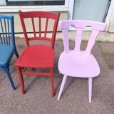 Set of 6 mismatched vintage bistro wooden chairs.