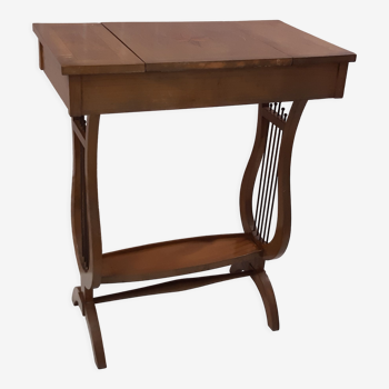 Marquetry dressing table with lyre-shaped foot