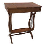 Marquetry dressing table with lyre-shaped foot