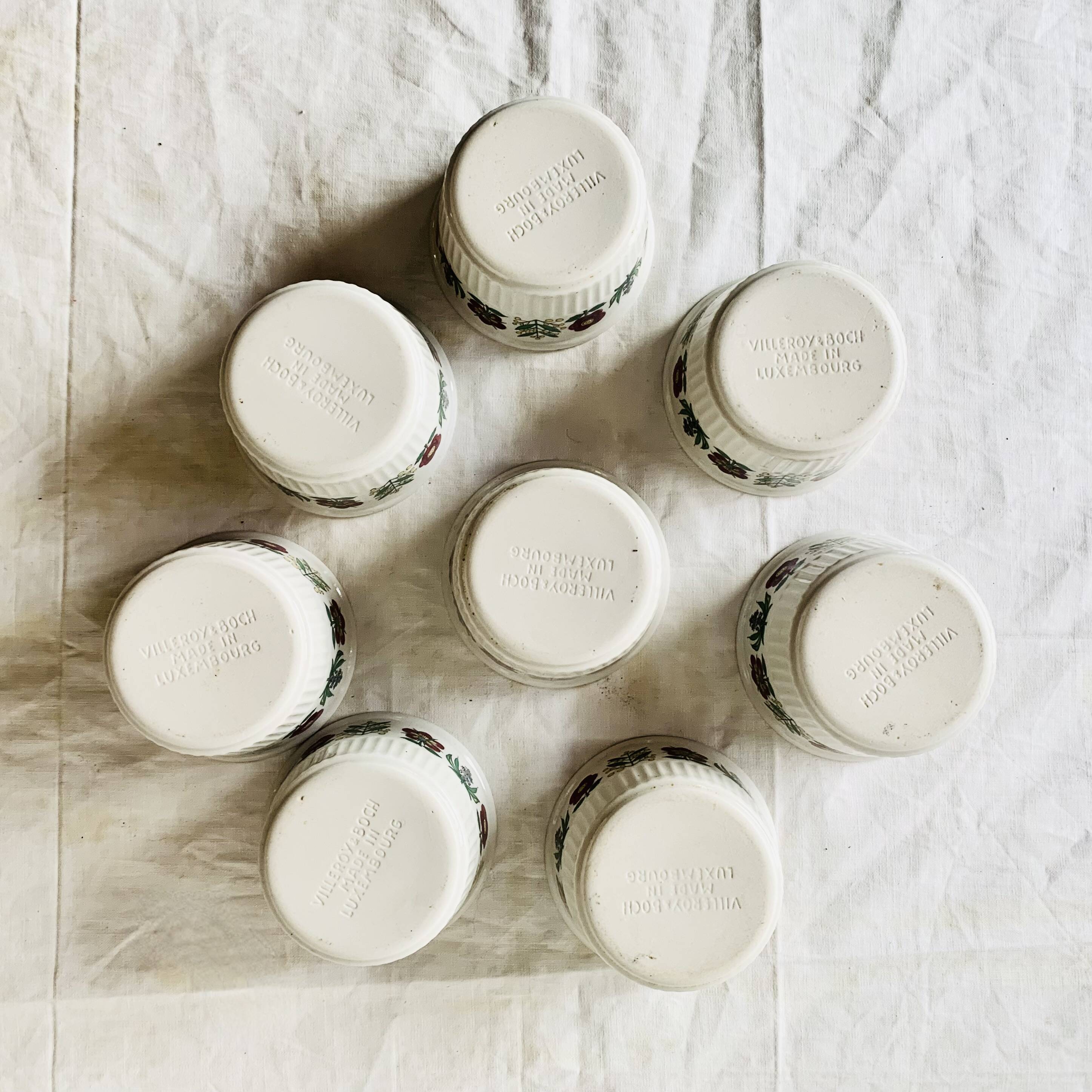 Set of 8 vintage Villeroy and Boch Luxembourg ramekins - floral decoration