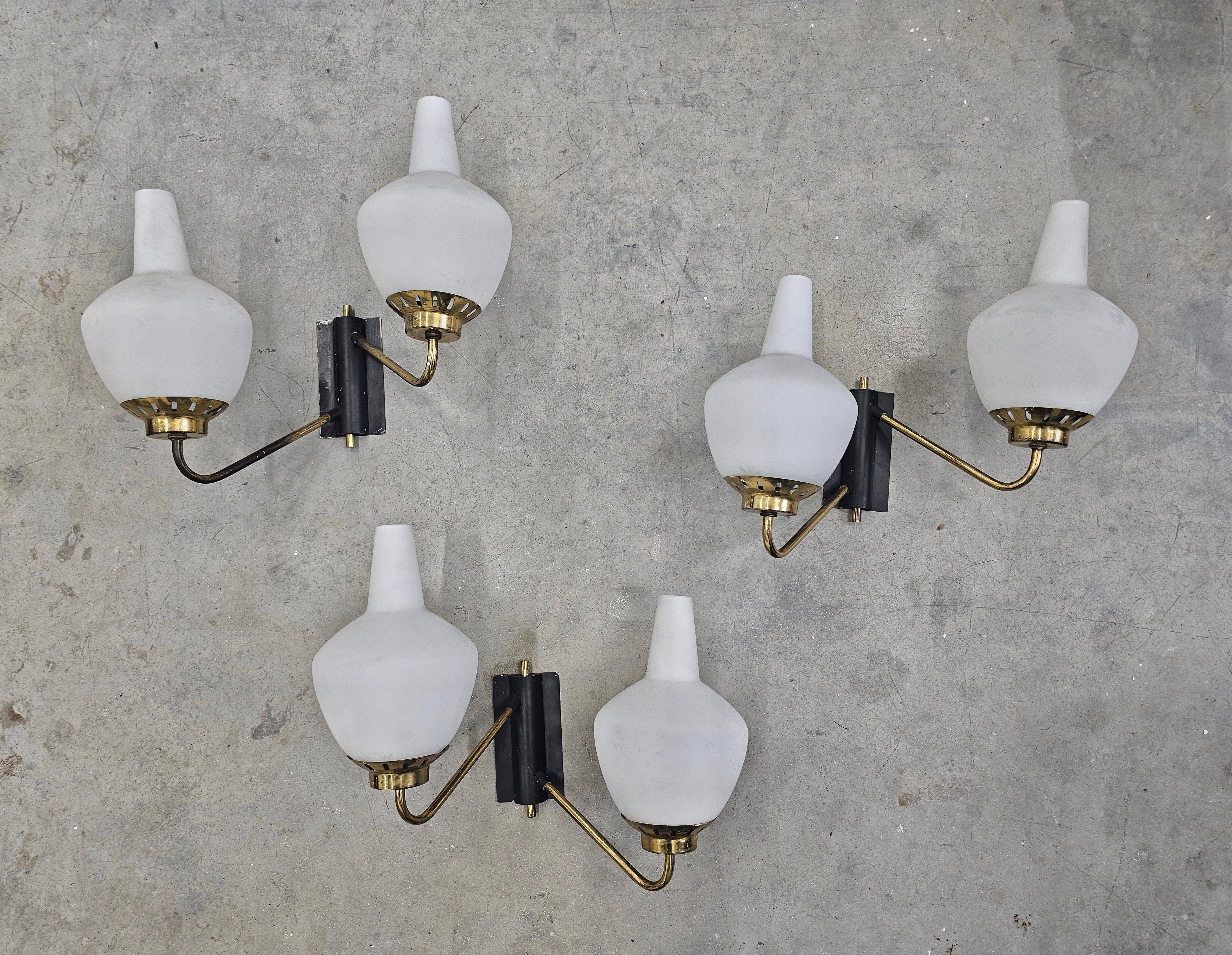 Mid-Century Modern wall lights attributed to Stilnovo 1950s