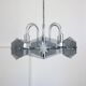 Vintage Italian Chrome and Glass Chandelier, 70s