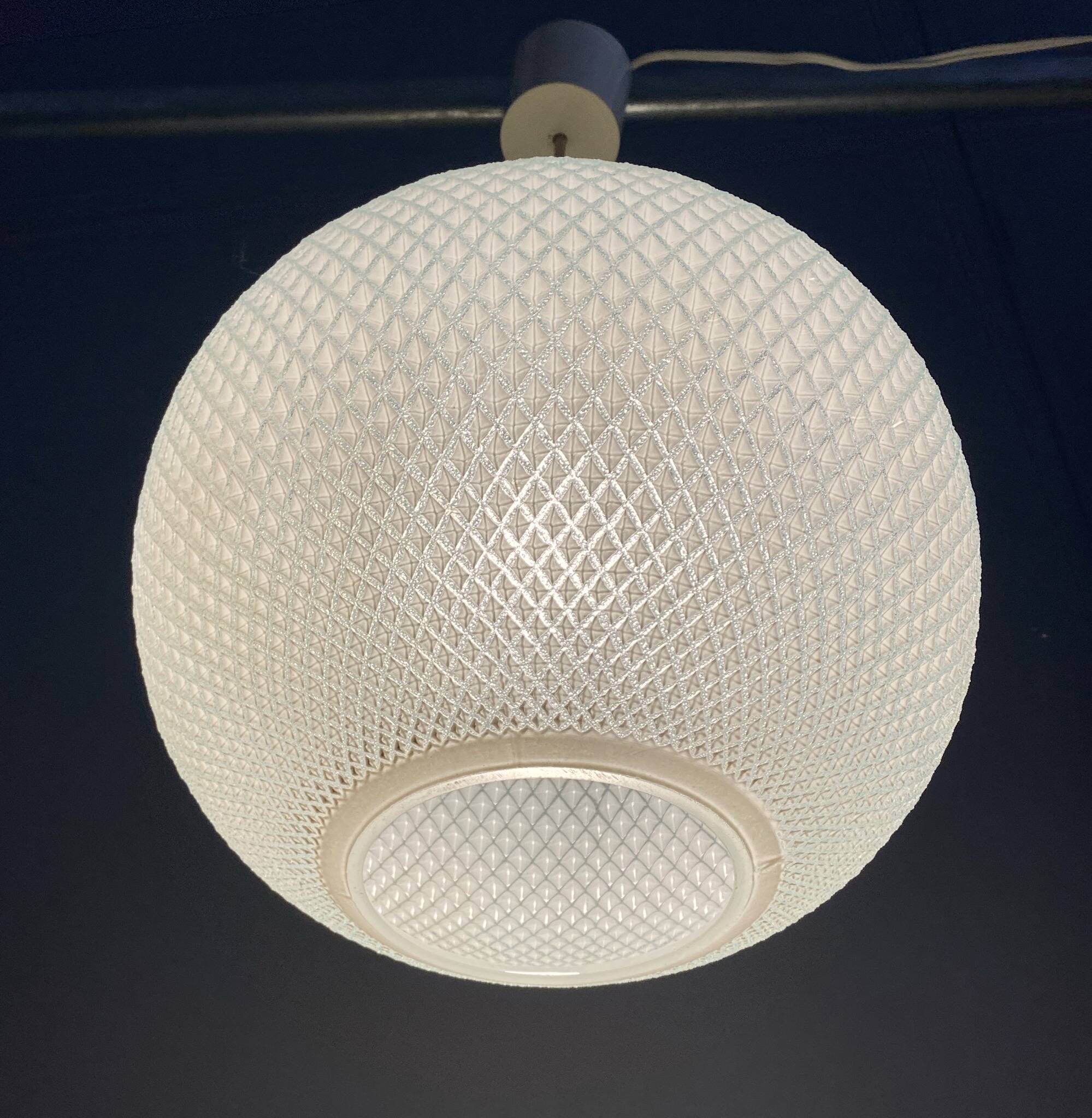Glas hanging lamp pattern like a golfball 1970s