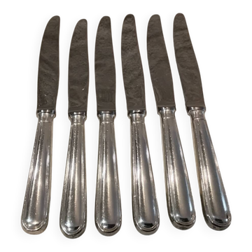 6 silver-plated table knives by Christofle Albi with black dots