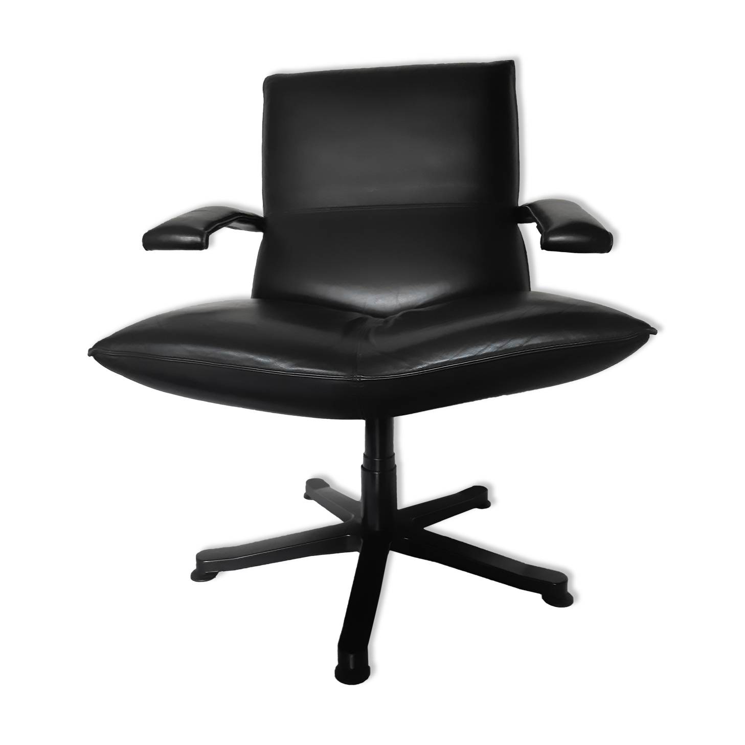 Office armchair in leather by Jean Louis Berthet pure Mobilier International, 80s