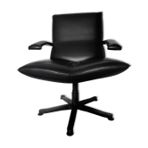 Fauteuil de bureau en cuir de Jean Louis Berthet pur Mobilier International,années 80